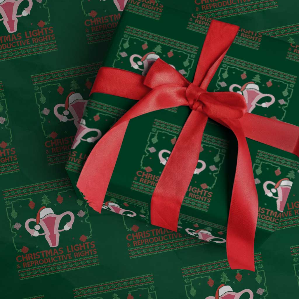 Christmas Lights And Reproductive Rights Ugly Christmas Wrapping Paper Roll Feminist Holiday Gift TS12 Green Print Your Wear