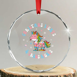 Christmas Lights And Trans Rights Crystal Glass Ornament Magical Unicorn Pride TS12 Transparent Glass 3'' Circle Print Your Wear