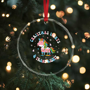 Christmas Lights And Trans Rights Crystal Glass Ornament Magical Unicorn Pride TS12 Print Your Wear
