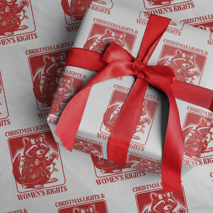 Christmas Lights And Womens Rights Wrapping Paper Roll Raccoon Female Rage Holiday Gift TS12 White Print Your Wear