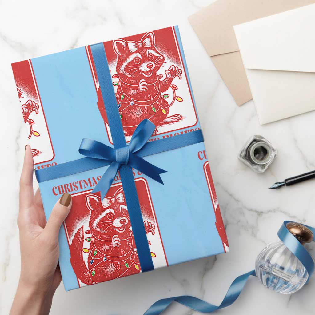 Christmas Lights And Womens Rights Wrapping Paper Roll Raccoon Female Rage Holiday Gift TS12 Light Blue Print Your Wear