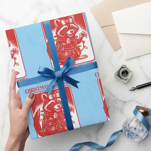 Christmas Lights And Womens Rights Wrapping Paper Roll Raccoon Female Rage Holiday Gift TS12 Light Blue Print Your Wear