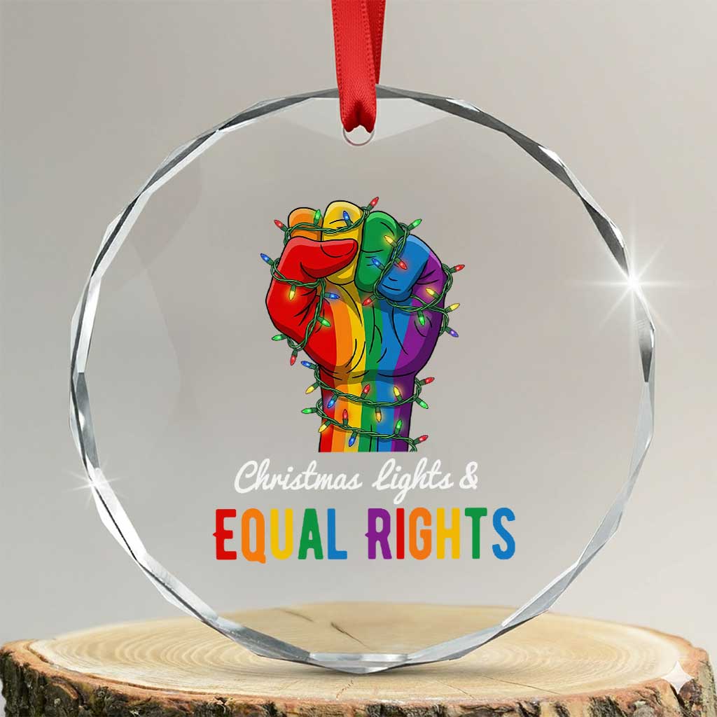 Christmas Lights Equal Rights Crystal Glass Ornament LGBT Hands Supporter Gift TS12 Transparent Glass 3'' Circle Print Your Wear