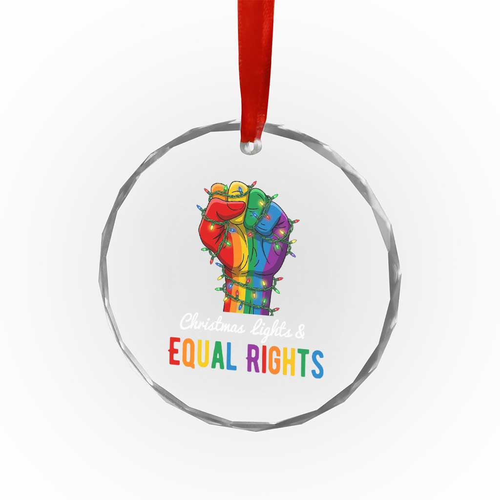 Christmas Lights Equal Rights Crystal Glass Ornament LGBT Hands Supporter Gift TS12 Print Your Wear
