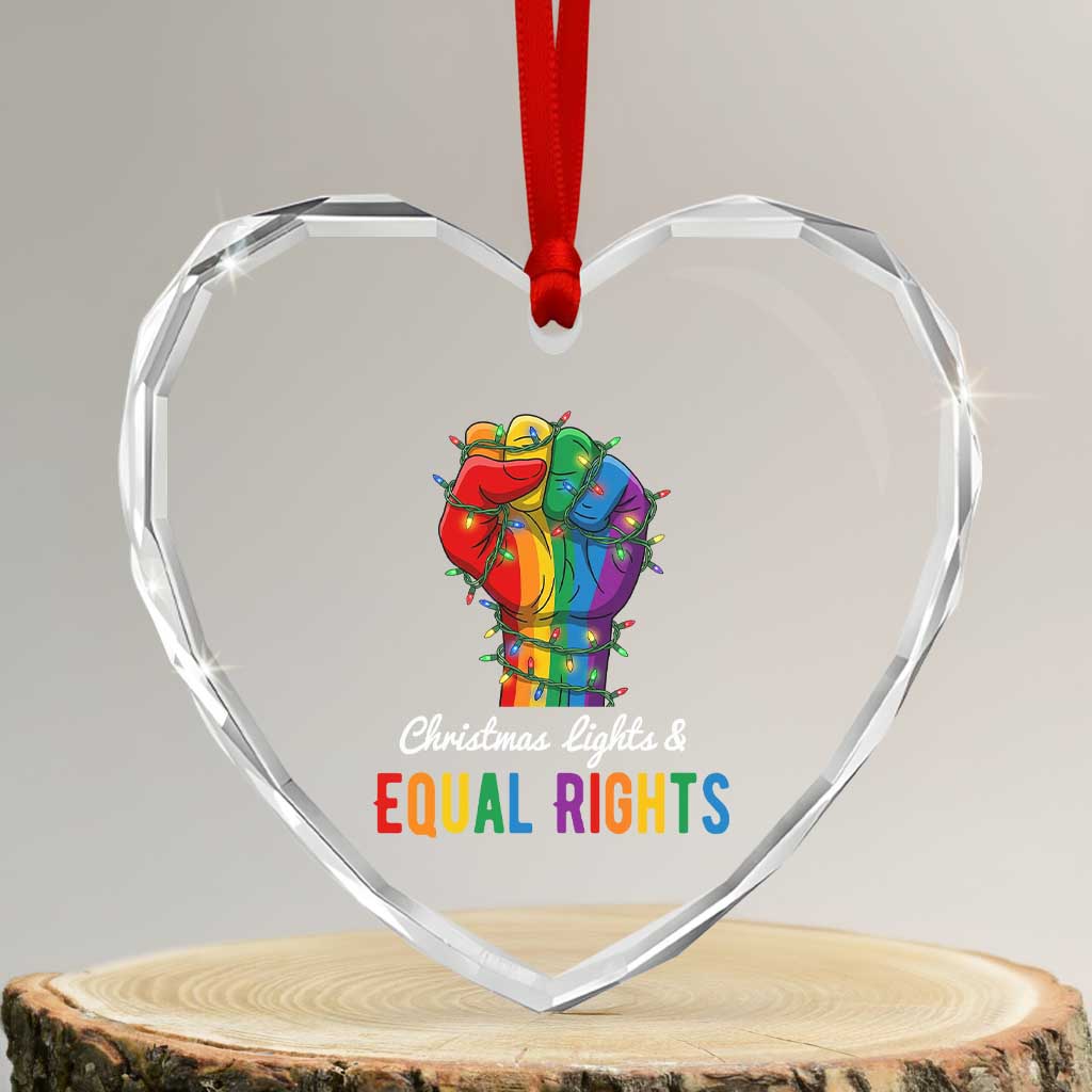 Christmas Lights Equal Rights Heart Crystal Glass Ornament LGBT Hands Supporter Gift TS12 Transparent Glass 3'' Heart Print Your Wear