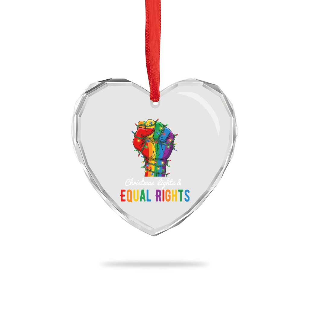 Christmas Lights Equal Rights Heart Crystal Glass Ornament LGBT Hands Supporter Gift TS12 Print Your Wear