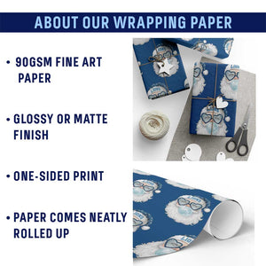 Christmas LF Wrapping Paper Roll Vintage Retro Santa Bubble Gum Game Day TS10 Print Your Wear