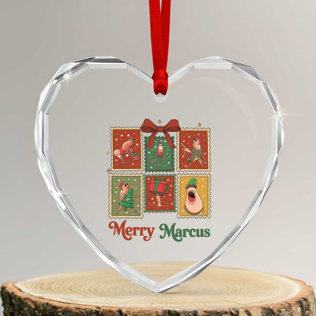 Christmas Marcus The Worm Meme Heart Crystal Glass Ornament Funny Merry Marcus Gift TS12 Transparent Glass 3'' Heart Print Your Wear