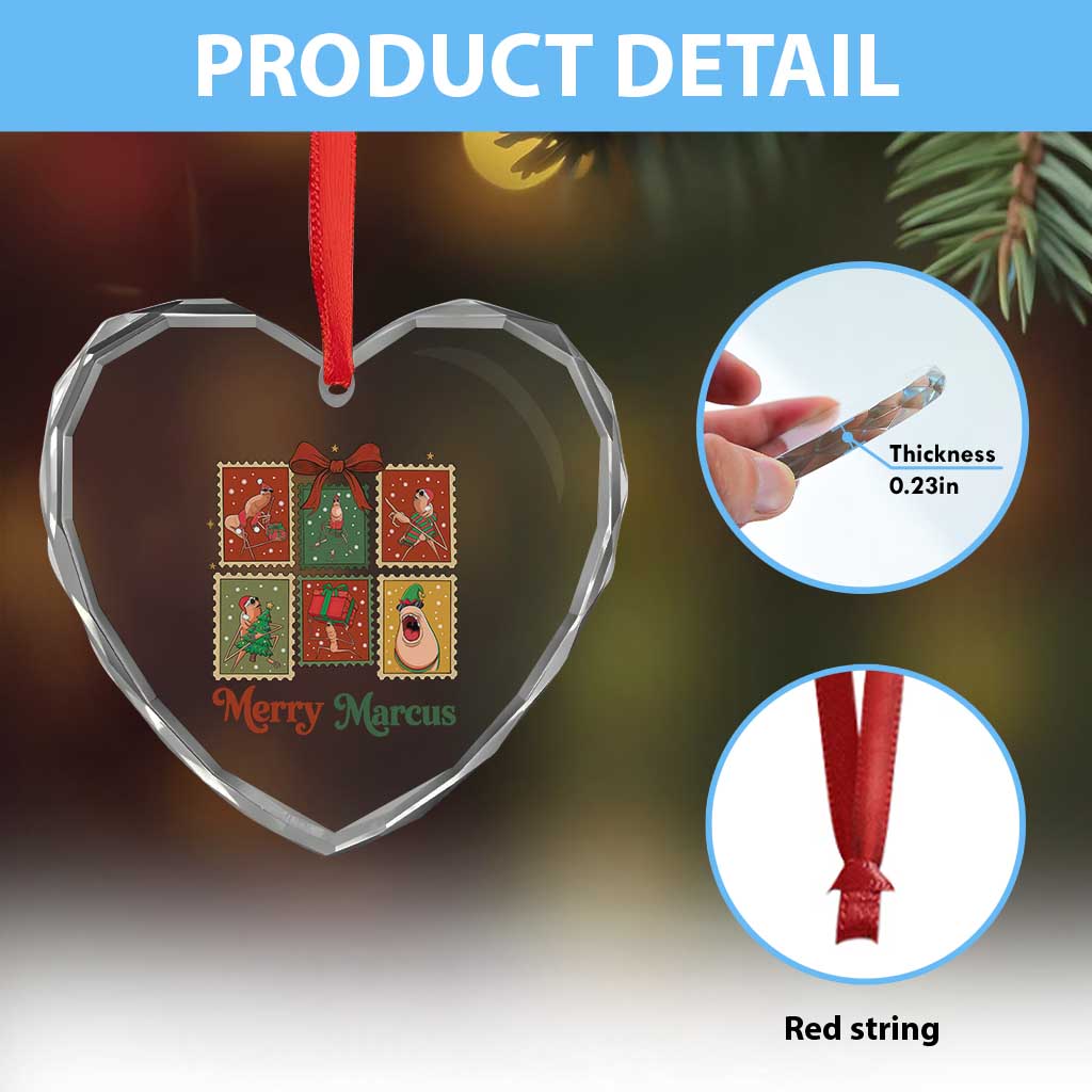 Christmas Marcus The Worm Meme Heart Crystal Glass Ornament Funny Merry Marcus Gift TS12 Print Your Wear