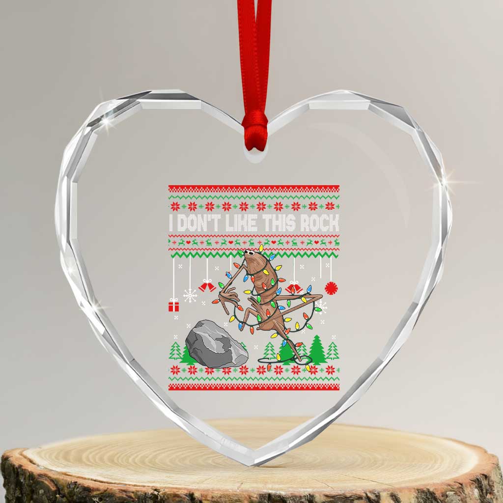 Christmas Marcus The Worm Meme Heart Crystal Glass Ornament I Dont Like This Rock Brainrot Funny Ugly Xmas TS10 Transparent Glass 3'' Heart Print Your Wear