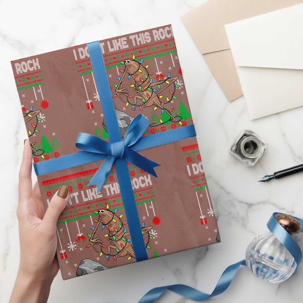 Christmas Marcus The Worm Meme Wrapping Paper Roll I Dont Like This Rock Brainrot Funny Ugly Xmas TS10 Mocha Print Your Wear