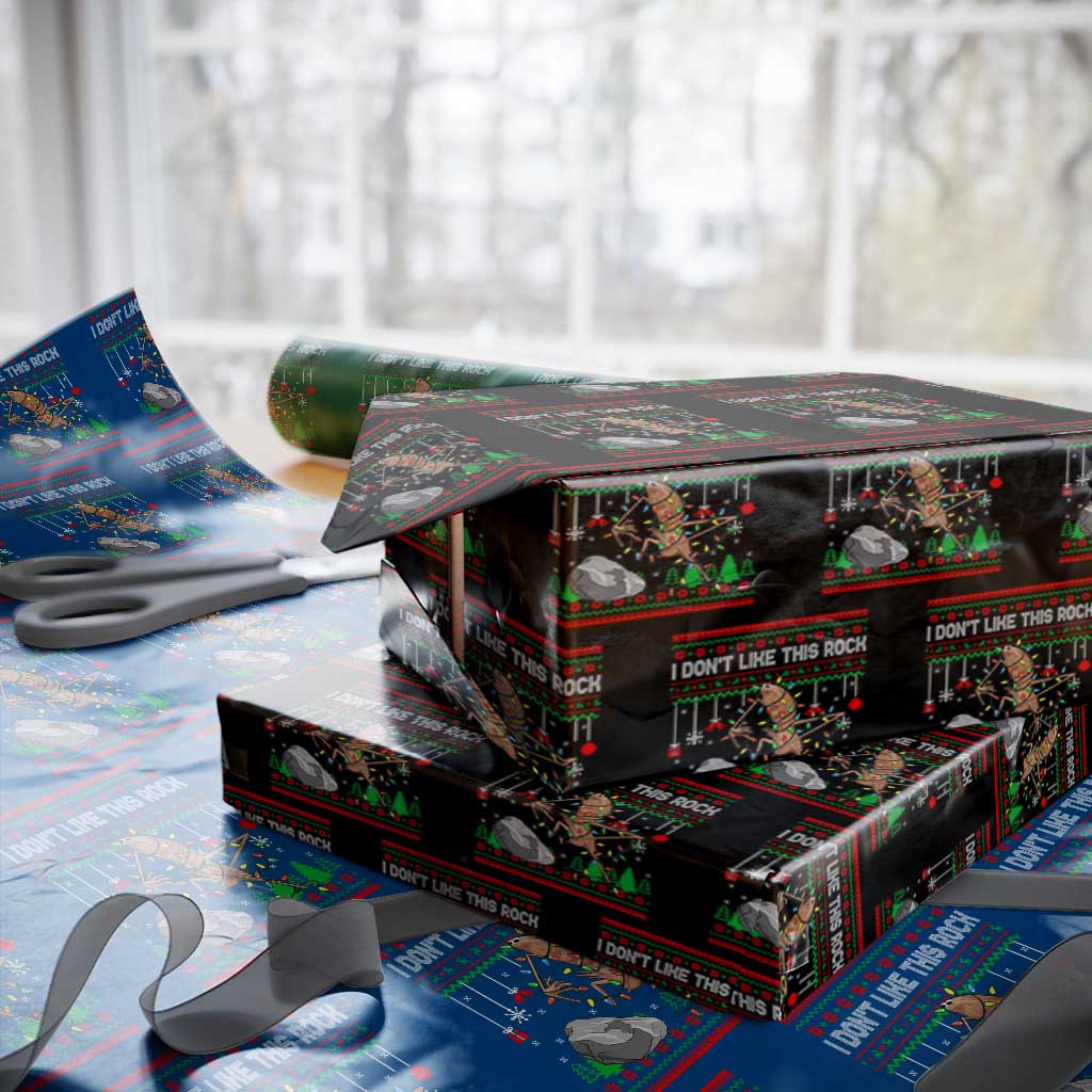 Christmas Marcus The Worm Meme Wrapping Paper Roll I Dont Like This Rock Brainrot Funny Ugly Xmas TS10 Black Print Your Wear