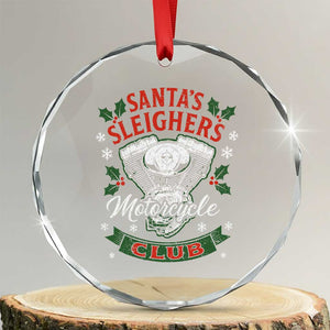 Christmas Motorcycle Biker Crystal Glass Ornament Santas Sleighers Motorcycle Club TS11 Transparent Glass 3'' Circle Print Your Wear