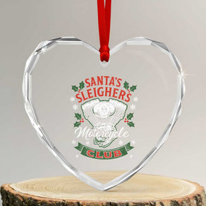Christmas Motorcycle Biker Heart Crystal Glass Ornament Santas Sleighers Motorcycle Club TS11 Transparent Glass 3'' Heart Print Your Wear
