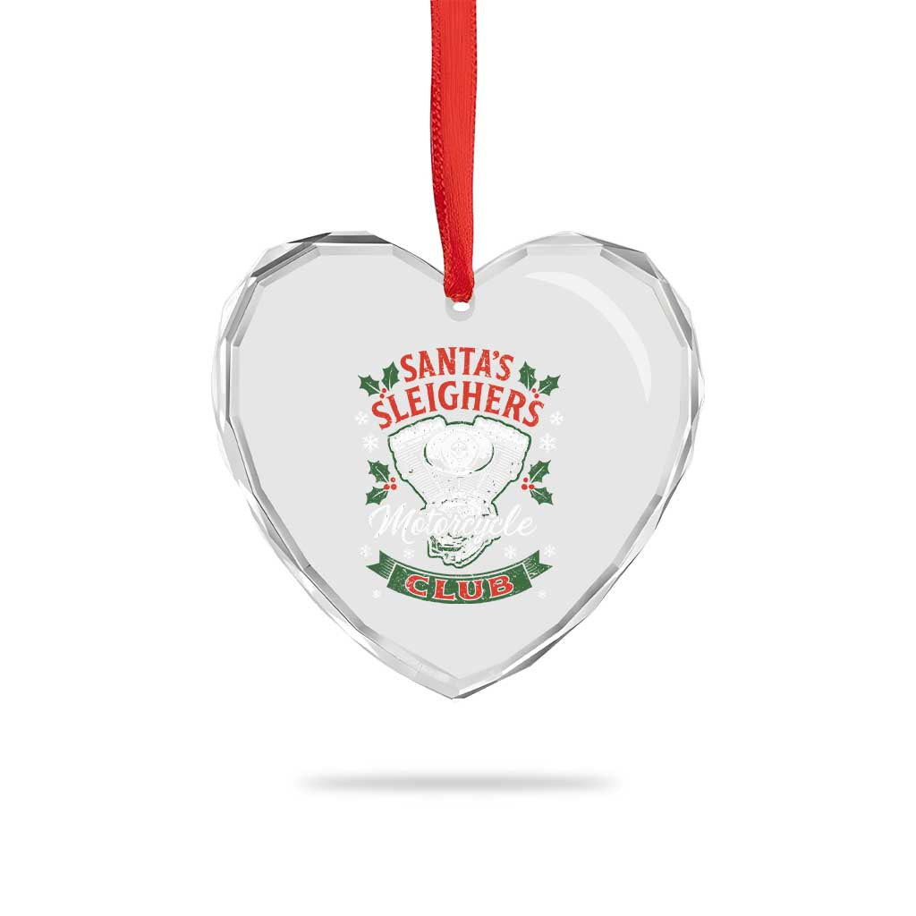 Christmas Motorcycle Biker Heart Crystal Glass Ornament Santas Sleighers Motorcycle Club TS11 Print Your Wear
