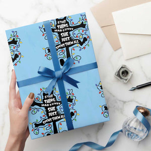 Christmas Movie Fried Pussy Cat Wrapping Paper Roll If That Thing Had 9 Lives She Just Spent Them All TS11 Light Blue Print Your Wear
