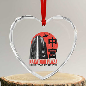 Christmas Nakatomi Plaza Heart Crystal Glass Ornament Christmas Party 1988 Vintage Japanese Style TS11 Transparent Glass 3'' Heart Print Your Wear