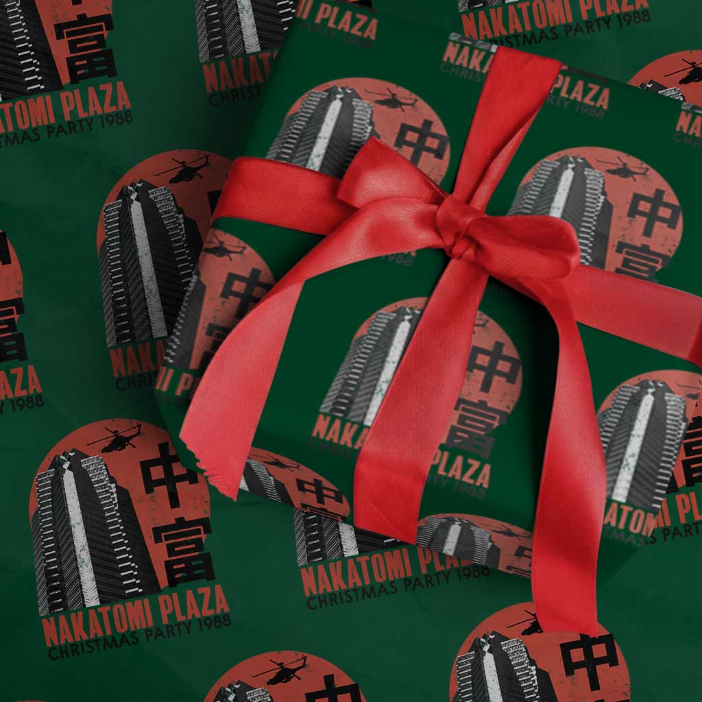 Christmas Nakatomi Plaza Wrapping Paper Roll Christmas Party 1988 Vintage Japanese Style TS11 Green Print Your Wear