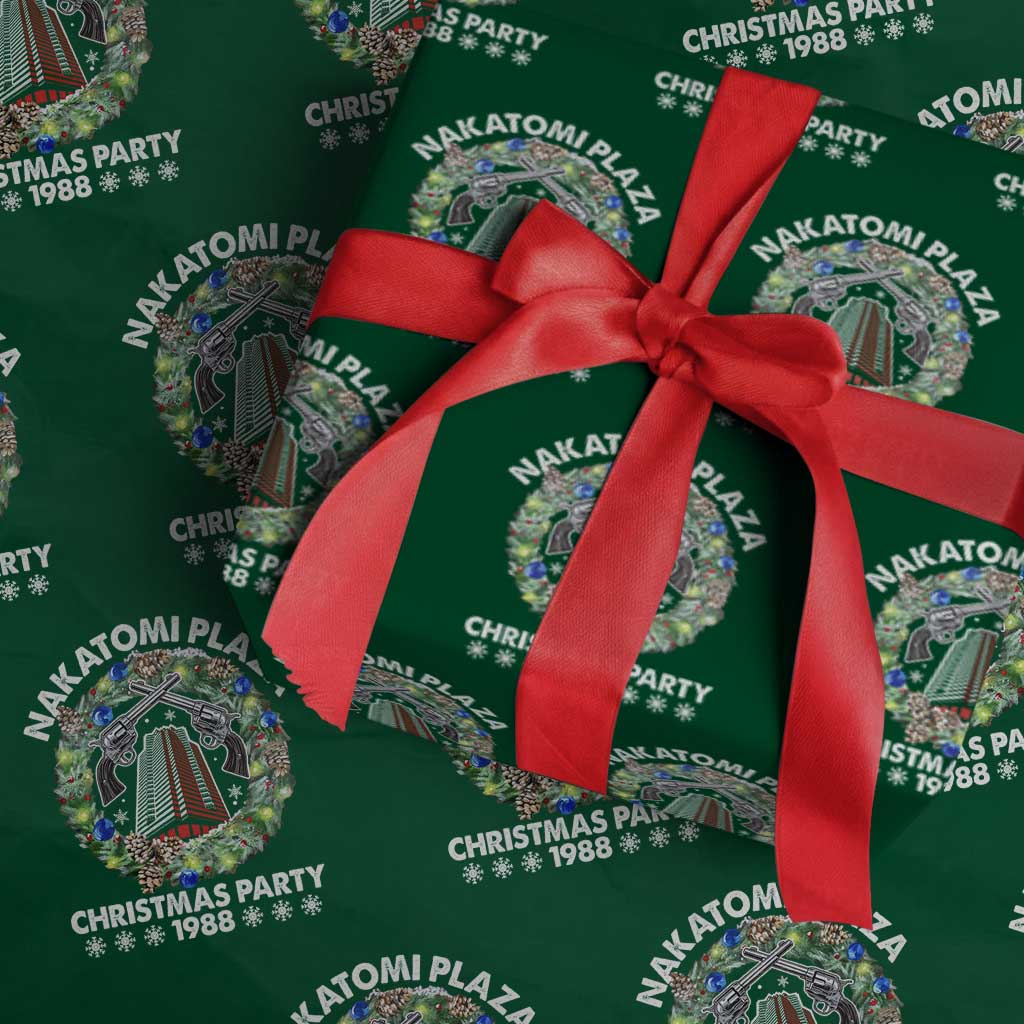 Christmas Nakatomi Plaza Wrapping Paper Roll Christmas Party 1988 Xmas Wreath TS11 Green Print Your Wear