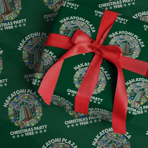 Christmas Nakatomi Plaza Wrapping Paper Roll Christmas Party 1988 Xmas Wreath TS11 Green Print Your Wear