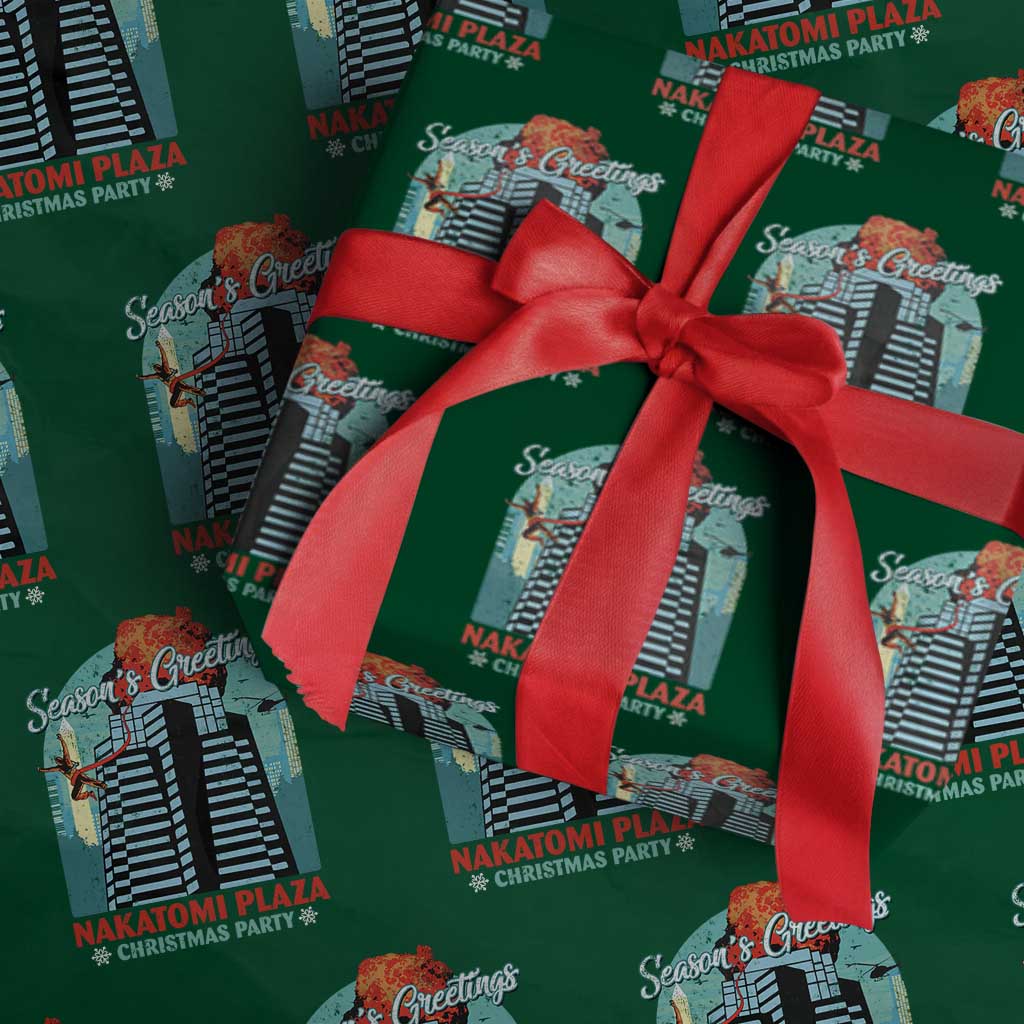 Christmas Nakatomi Plaza Wrapping Paper Roll Season's Greeting Christmas Party Hans Gruber TS11 Green Print Your Wear
