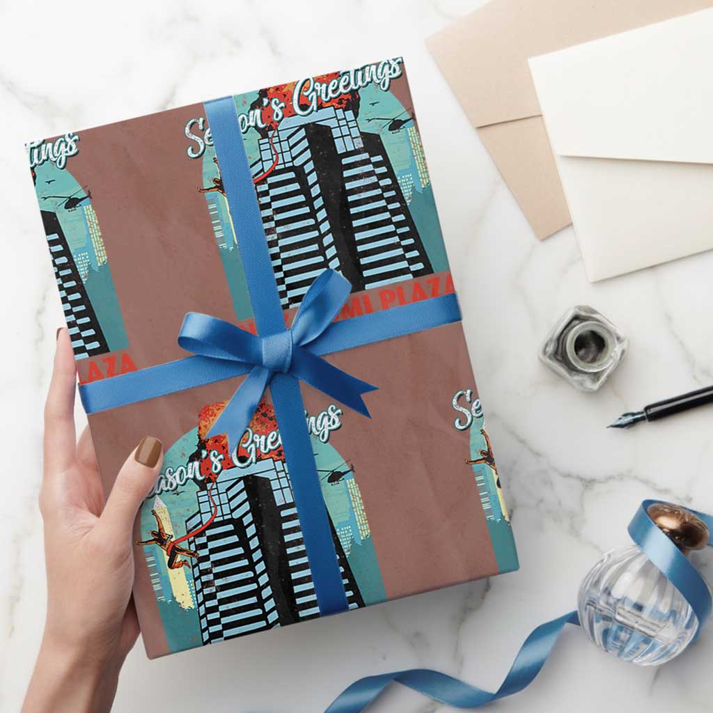 Christmas Nakatomi Plaza Wrapping Paper Roll Season's Greeting Christmas Party Hans Gruber TS11 Mocha Print Your Wear