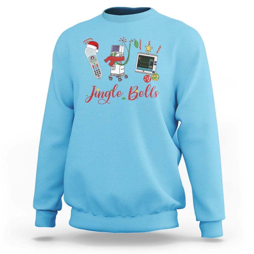 Christmas Nurse Jingle Bells Telemetry Respiratory Therapist Sweatshirt TS09 Sky Printyourwear