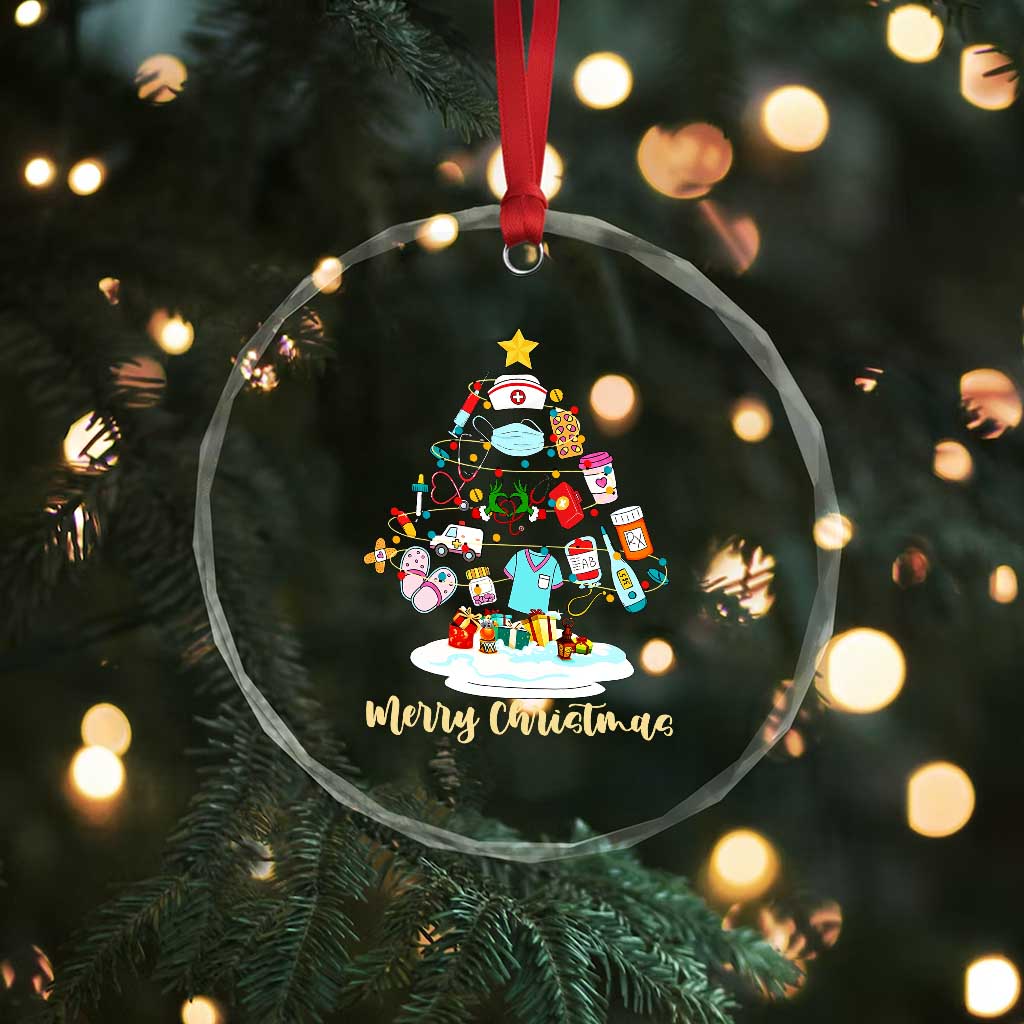 Christmas Nurse Tree Lights Crystal Glass Ornament TS14 Print Your Wear