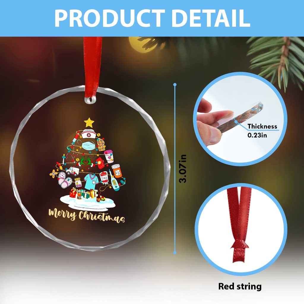 Christmas Nurse Tree Lights Crystal Glass Ornament TS14 Print Your Wear