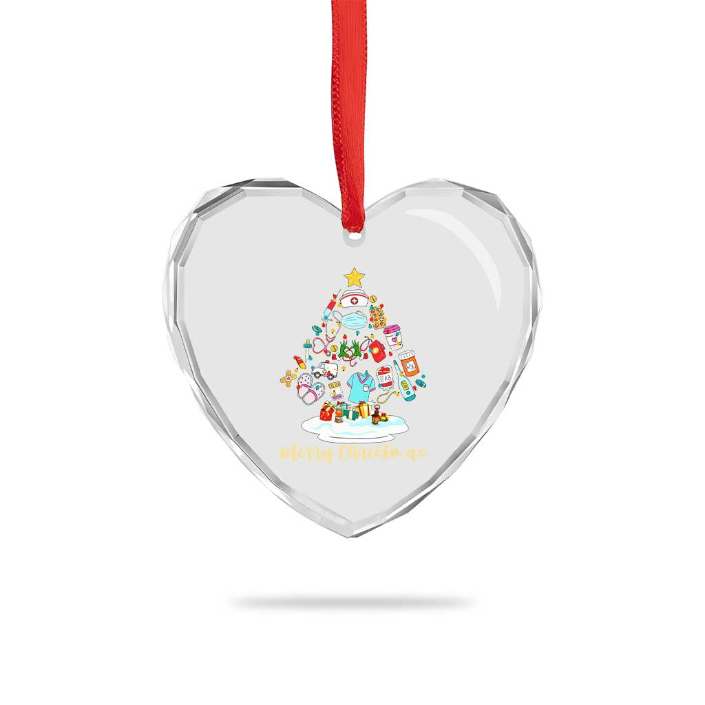 Christmas Nurse Tree Lights Heart Crystal Glass Ornament TS14 Print Your Wear