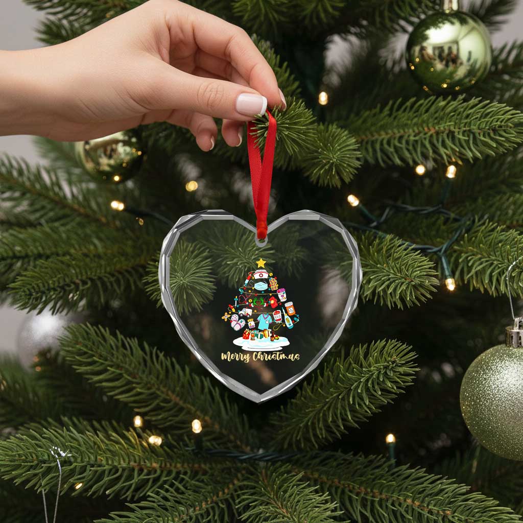 Christmas Nurse Tree Lights Heart Crystal Glass Ornament TS14 Print Your Wear