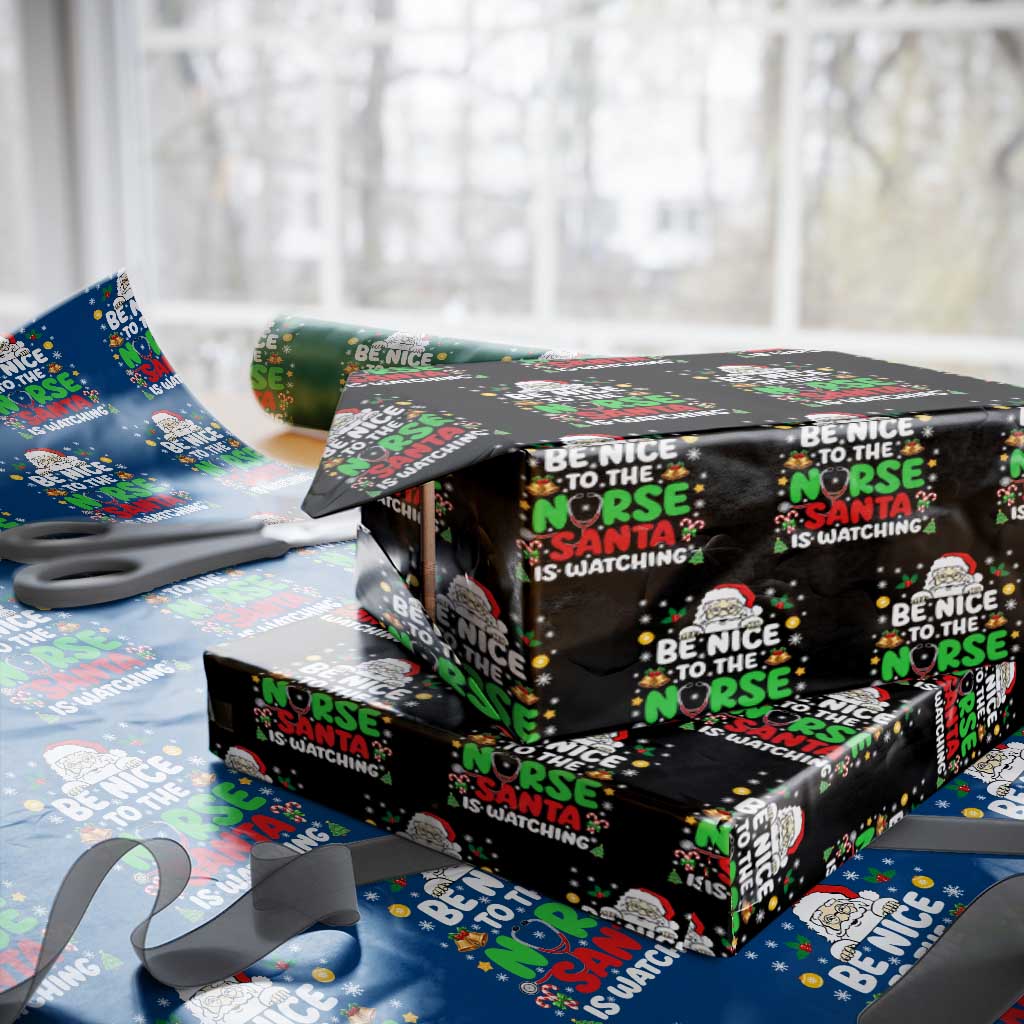 Christmas Nurse Wrapping Paper Roll Be Nice To The Nurse Santa Is Watching TS14 Black Print Your Wear