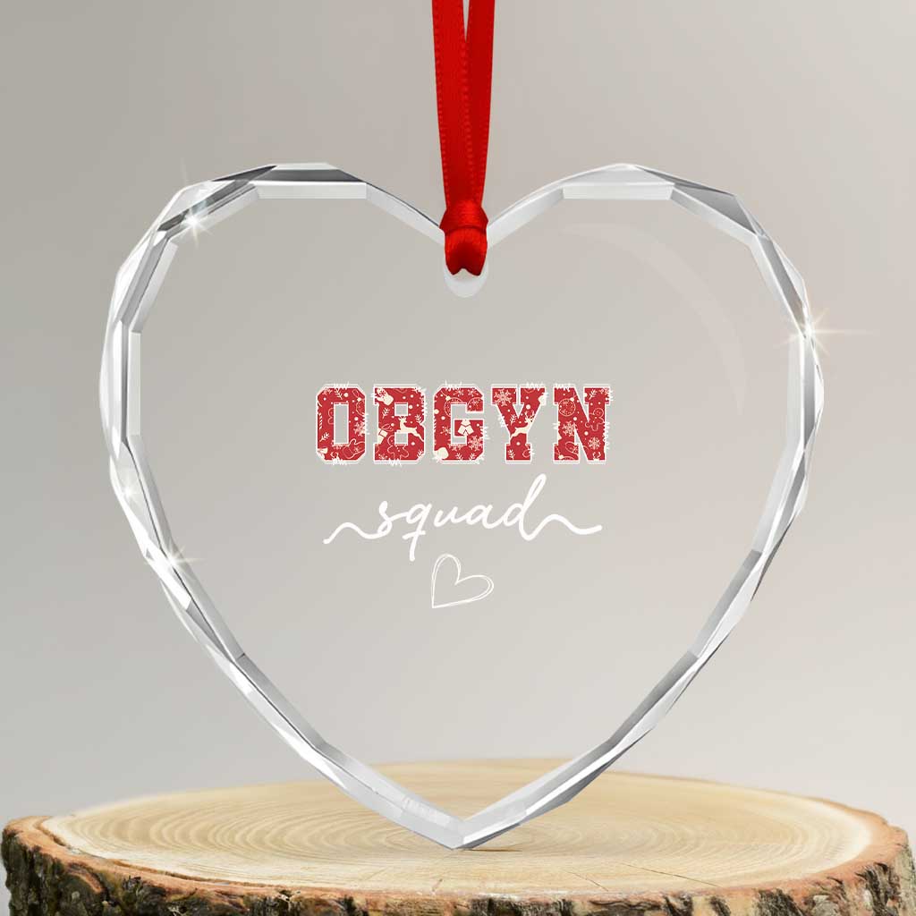 Christmas OBGYN Squad Heart Crystal Glass Ornament Obstetrics And Gynecology Nurse TS10 Transparent Glass 3'' Heart Print Your Wear