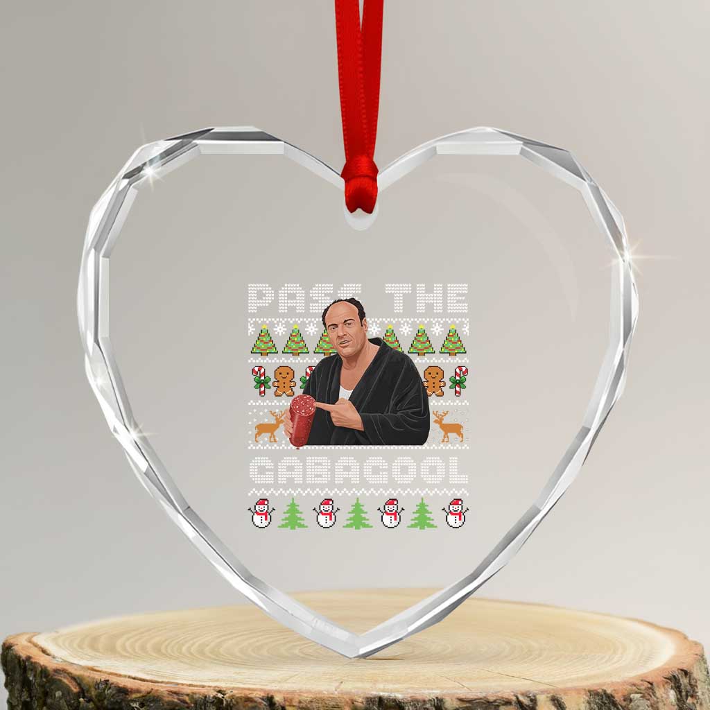 Christmas Pass The Gabagool Heart Crystal Glass Ornament Retro TV Show Funny Ugly Xmas TS10 Transparent Glass 3'' Heart Print Your Wear