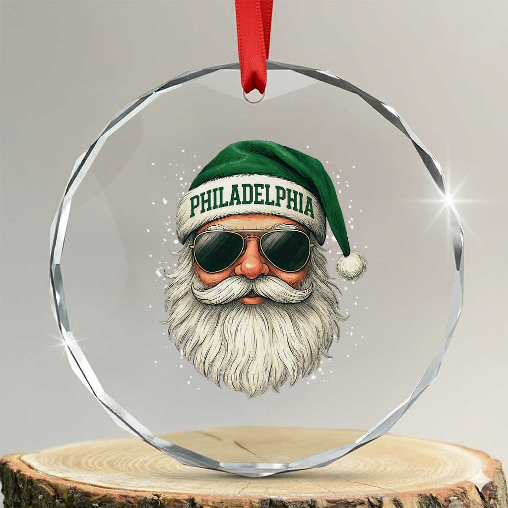 Christmas PFE Crystal Glass Ornament Funny Retro Santa Philly Lovers TS10 Transparent Glass 3'' Circle Print Your Wear