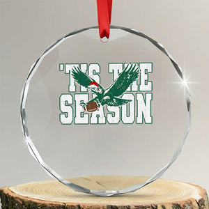 Christmas Football Lover Crystal Glass Ornament Green PFE Santa Hat Game Day TS11 Transparent Glass 3'' Circle Print Your Wear