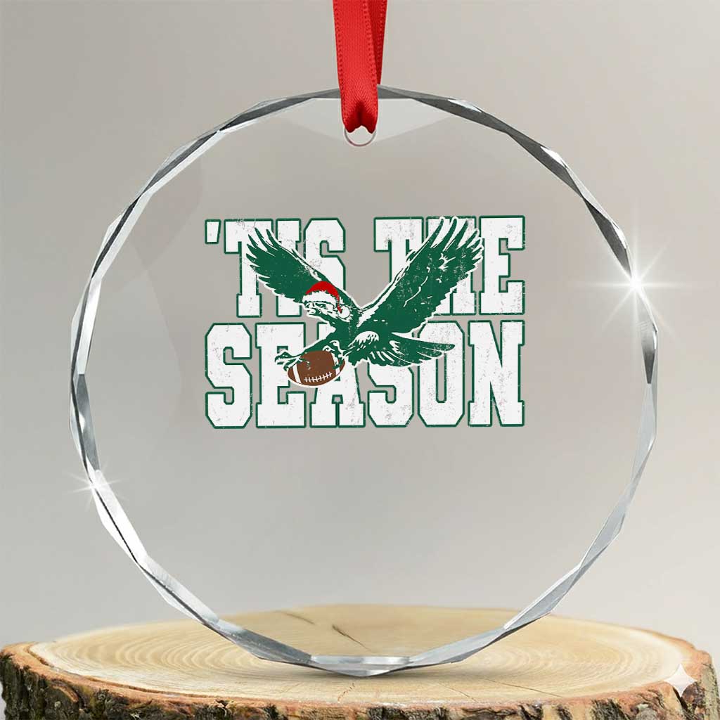 Christmas Football Lover Crystal Glass Ornament Green PFE Santa Hat Game Day TS11 Transparent Glass 3'' Circle Print Your Wear
