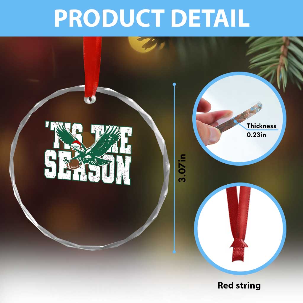 Christmas Football Lover Crystal Glass Ornament Green PFE Santa Hat Game Day TS11 Print Your Wear