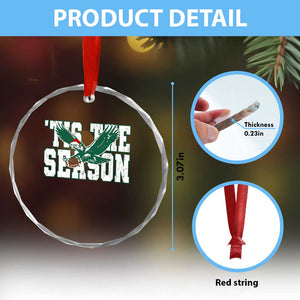 Christmas Football Lover Crystal Glass Ornament Green PFE Santa Hat Game Day TS11 Print Your Wear