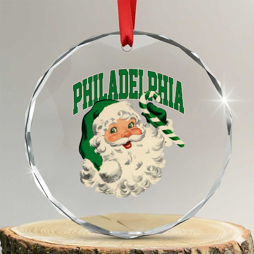 Christmas PFE Crystal Glass Ornament Vintage Varsity Retro Santa Face Game Day TS10 Transparent Glass 3'' Circle Print Your Wear