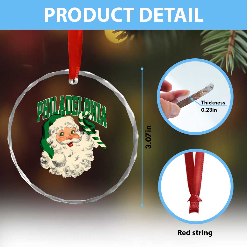 Christmas PFE Crystal Glass Ornament Vintage Varsity Retro Santa Face Game Day TS10 Print Your Wear