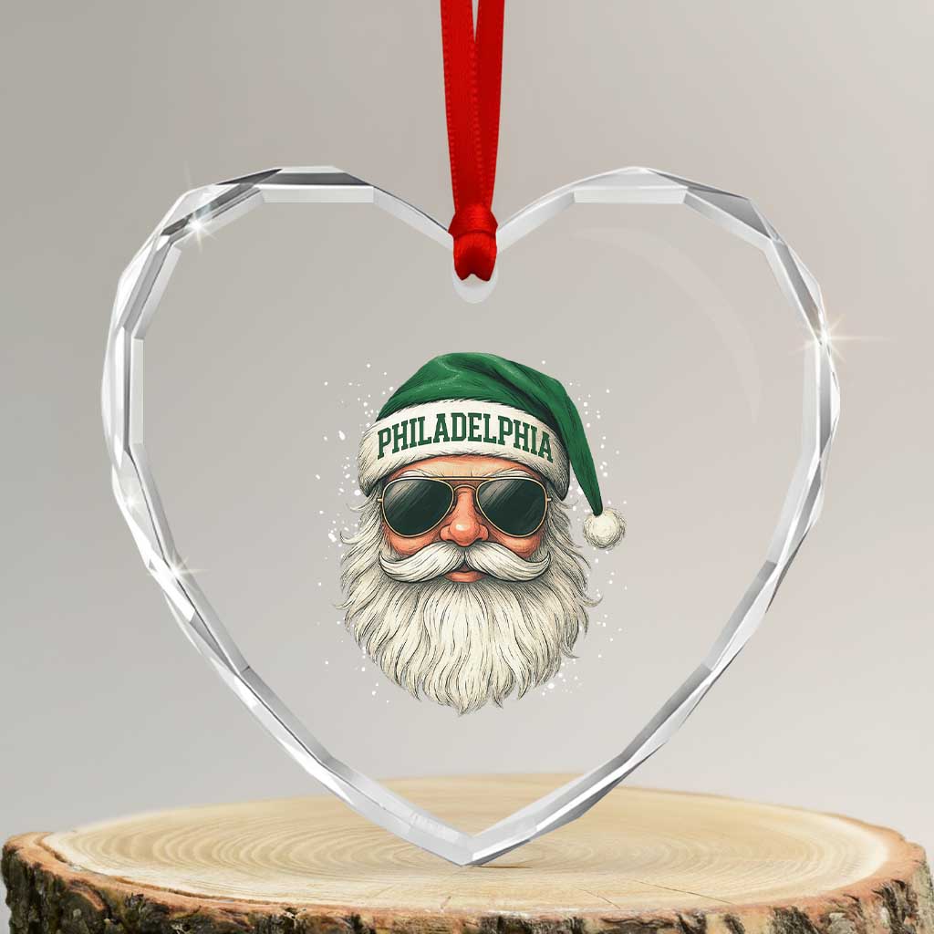 Christmas PFE Heart Crystal Glass Ornament Funny Retro Santa Philly Lovers TS10 Transparent Glass 3'' Heart Print Your Wear