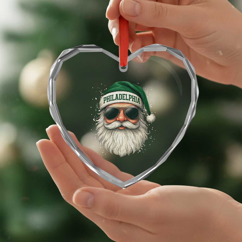 Christmas PFE Heart Crystal Glass Ornament Funny Retro Santa Philly Lovers TS10 Print Your Wear
