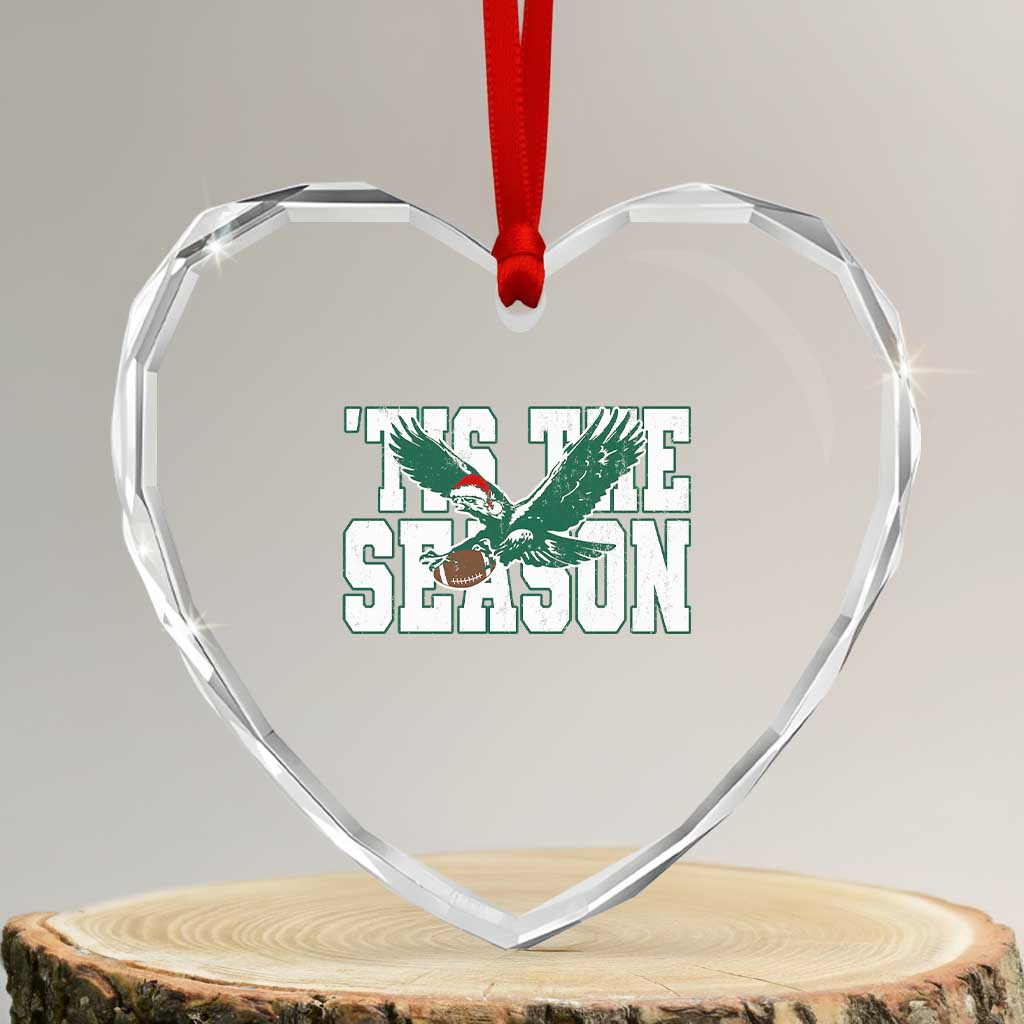 Christmas Football Lover Heart Crystal Glass Ornament Green PFE Santa Hat Game Day TS11 Transparent Glass 3'' Heart Print Your Wear