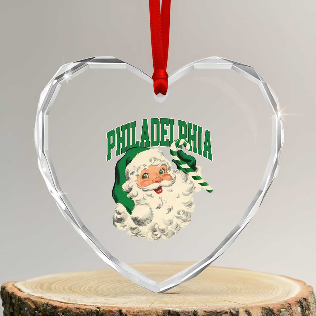 Christmas PFE Heart Crystal Glass Ornament Vintage Varsity Retro Santa Face Game Day TS10 Transparent Glass 3'' Heart Print Your Wear