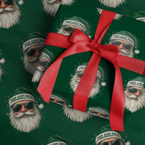 Christmas PFE Wrapping Paper Roll Funny Retro Santa Philly Lovers TS10 Green Print Your Wear
