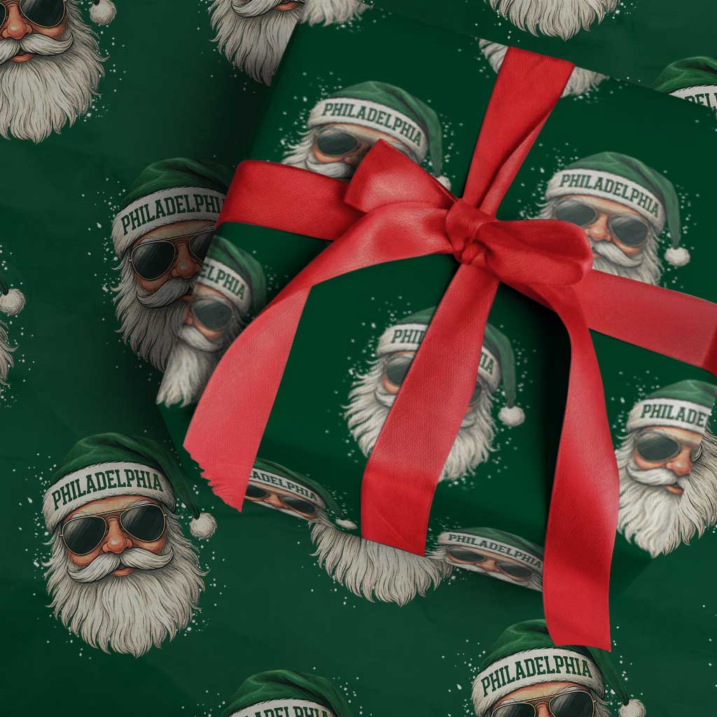 Christmas PFE Wrapping Paper Roll Funny Retro Santa Philly Lovers TS10 Green Print Your Wear