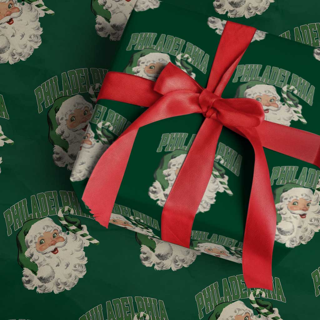 Christmas PFE Wrapping Paper Roll Vintage Varsity Retro Santa Face Game Day TS10 Green Print Your Wear