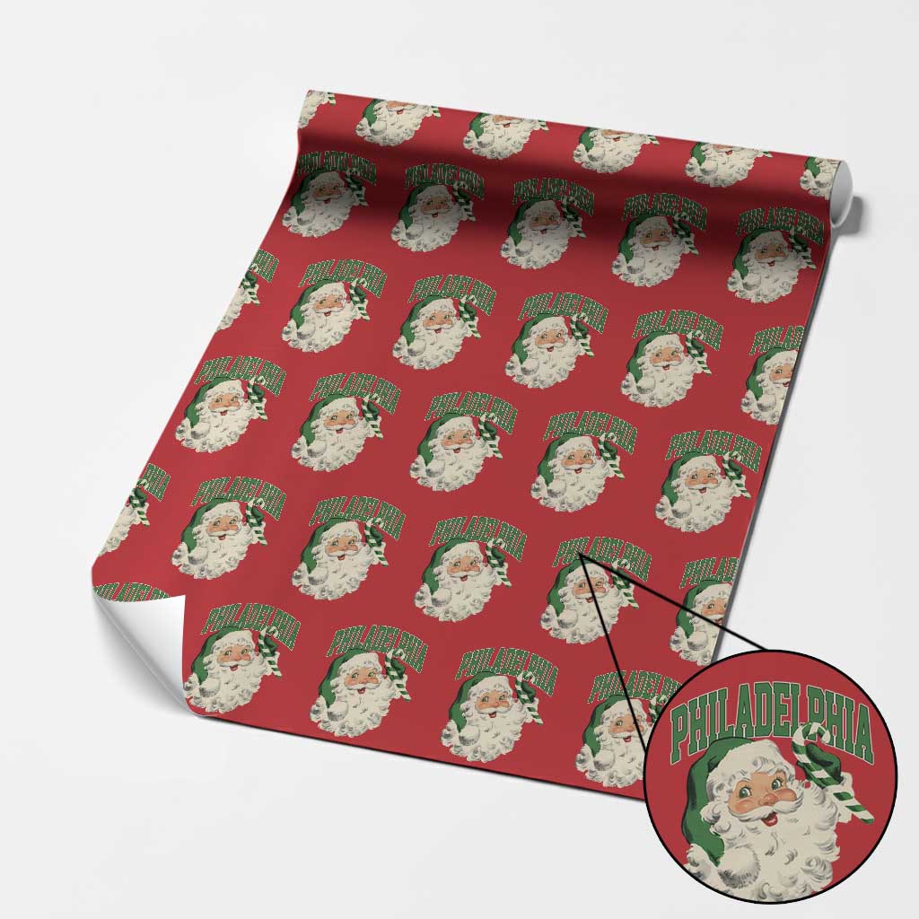 Christmas PFE Wrapping Paper Roll Vintage Varsity Retro Santa Face Game Day TS10 Red Print Your Wear