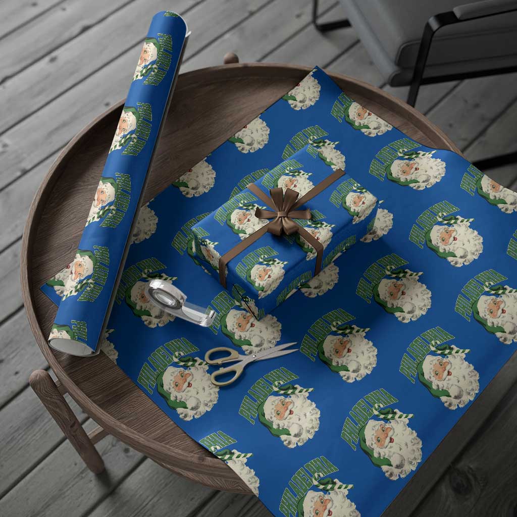 Christmas PFE Wrapping Paper Roll Vintage Varsity Retro Santa Face Game Day TS10 Blue Print Your Wear